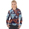 Fractal Triangle Geometric Abstract Pattern Women s Overhead Hoodie View1
