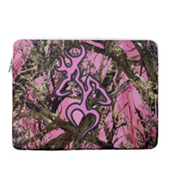 Pink Browning Deer Glitter Camo 16  Vertical Laptop Sleeve Case With Pocket by Maspions