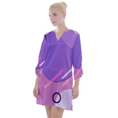 Colorful Labstract Wallpaper Theme Open Neck Shift Dress by Apen