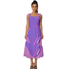 Colorful Labstract Wallpaper Theme Square Neckline Tiered Midi Dress by Apen