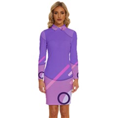 Colorful Labstract Wallpaper Theme Long Sleeve Shirt Collar Bodycon Dress by Apen