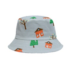 House Trees Pattern Background Bucket Hat by Maspions