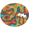 Paper Cut Abstract Pattern Wooden Puzzle Round View2