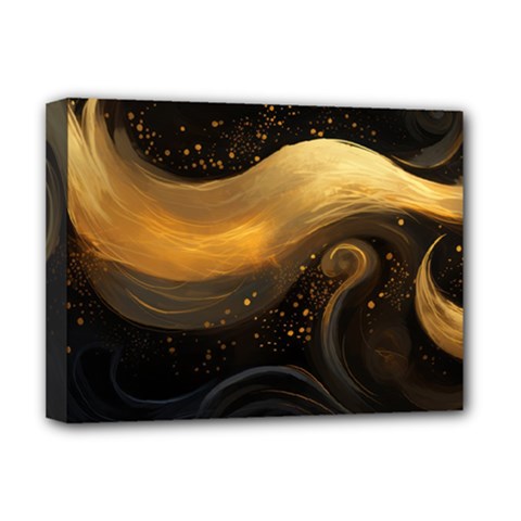 Abstract Gold Wave Background Deluxe Canvas 16  X 12  (stretched)  by Maspions