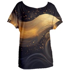 Abstract Gold Wave Background Women s Oversized T-shirt by Maspions