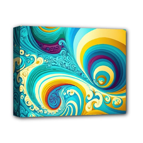 Abstract Waves Ocean Sea Whimsical Deluxe Canvas 14  X 11  (stretched) by Maspions