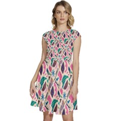 Multi Colour Pattern Cap Sleeve High Waist Dress by designsbymallika