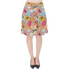 Pop Culture Abstract Pattern Velvet High Waist Skirt by designsbymallika