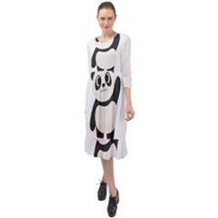 Hello Panda  Ruffle End Midi Chiffon Dress by MyNewStor