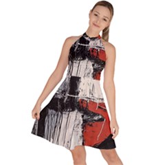 Abstract  Sleeveless Halter Neck A-line Dress by Sobalvarro