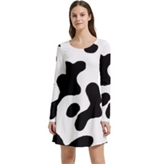 Cow Pattern Long Sleeve Velour Skater Dress by Ket1n9