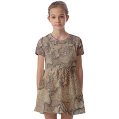 Old Vintage Classic Map Of Europe Kids  Short Sleeve Pinafore Style Dress by Paksenen