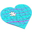 Wave Stripe Pattern Design Aqua Wooden Puzzle Heart View3