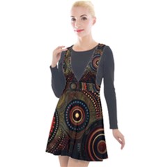Abstract Geometric Pattern Plunge Pinafore Velour Dress by Ndabl3x