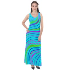 Pattern Swirl Pink Green Aqua Sleeveless Velour Maxi Dress by Ndabl3x