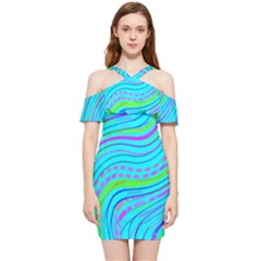 Pattern Swirl Pink Green Aqua Shoulder Frill Bodycon Summer Dress by Ndabl3x