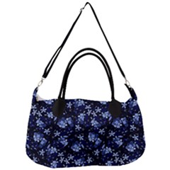 Stylized Floral Intricate Pattern Design Black Backgrond Removable Strap Handbag by dflcprintsclothing