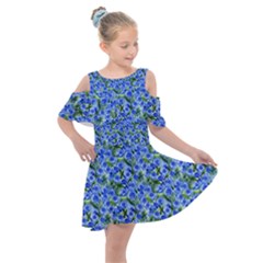 Blue Roses Garden Kids  Shoulder Cutout Chiffon Dress by charmflower