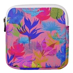 Pink And Blue Floral Mini Square Pouch by Sparkle