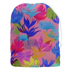 Pink And Blue Floral Drawstring Pouch (3xl) by Sparkle