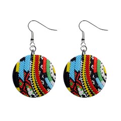 Multi-colored Beaded Background Mini Button Earrings by artattack4all