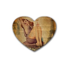 Vintage Newspaper Print Pin Up Girl Paris Eiffel Tower Drink Coasters (heart) by chicelegantboutique