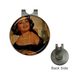 Vintage Newspaper Print Pin Up Girl Paris Eiffel Tower Hat Clip With Golf Ball Marker by chicelegantboutique