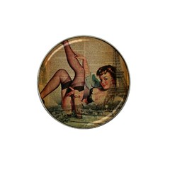 Vintage Newspaper Print Sexy Hot Pin Up Girl Paris Eiffel Tower Golf Ball Marker 4 Pack (for Hat Clip) by chicelegantboutique