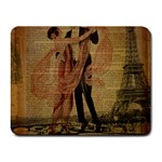 Vintage Paris Eiffel Tower Elegant Dancing Waltz Dance Couple  Small Mouse Pad (Rectangle) Front
