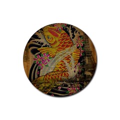 Funky Japanese Tattoo Koi Fish Graphic Art Drink Coaster (round) by chicelegantboutique