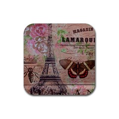 Girly Bee Crown  Butterfly Paris Eiffel Tower Fashion Drink Coaster (square) by chicelegantboutique