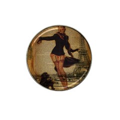 Paris Lady And French Poodle Vintage Newspaper Print Sexy Hot Gil Elvgren Pin Up Girl Paris Eiffel T Golf Ball Marker (for Hat Clip) by chicelegantboutique