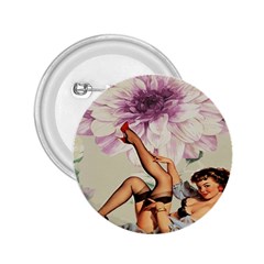 Gil Elvgren Pin Up Girl Purple Flower Fashion Art 2 25  Button by chicelegantboutique