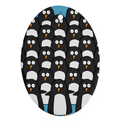 Penguin Group Oval Ornament (two Sides) by PaolAllen