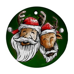 Deer Santa, Merry Christmas Ornament (round) by Contest1715928