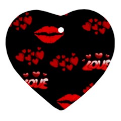 Red Hearts And Lips Ornament (heart) by Colorfulart23