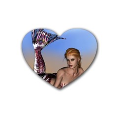 Mermaid On The Beach  Drink Coasters 4 Pack (heart)  by goldenjackal