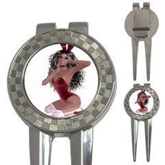 Miss Bunny In Red Lingerie Golf Pitchfork & Ball Marker by goldenjackal
