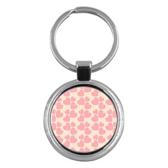 Cream And Salmon Hearts Key Chain (round) by Colorfulart23