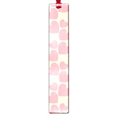 Cream And Salmon Hearts Large Bookmark by Colorfulart23
