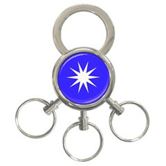 Deep Blue And White Star 3-ring Key Chain by Colorfulart23