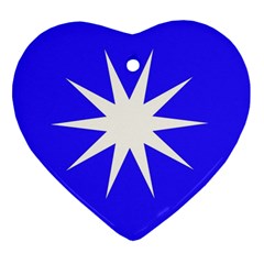 Deep Blue And White Star Heart Ornament (two Sides) by Colorfulart23