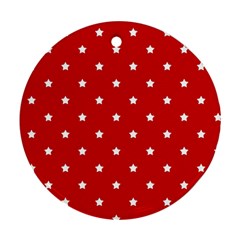 White Stars On Red Round Ornament by StuffOrSomething