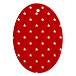 White Stars On Red Oval Ornament Front