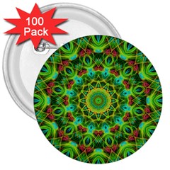 Peacock Feathers Mandala 3  Button (100 Pack) by Zandiepants