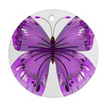 Purple Awareness Butterfly Round Ornament Front