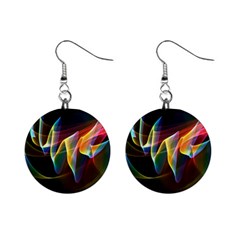 Northern Lights, Abstract Rainbow Aurora Mini Button Earrings by DianeClancy