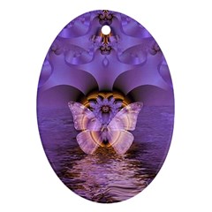 Artsy Purple Awareness Butterfly Oval Ornament by FunWithFibro