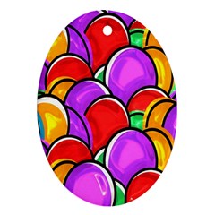 Colored Easter Eggs Oval Ornament (two Sides) by StuffOrSomething
