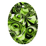 Retro Green Abstract Oval Ornament (Two Sides) Front